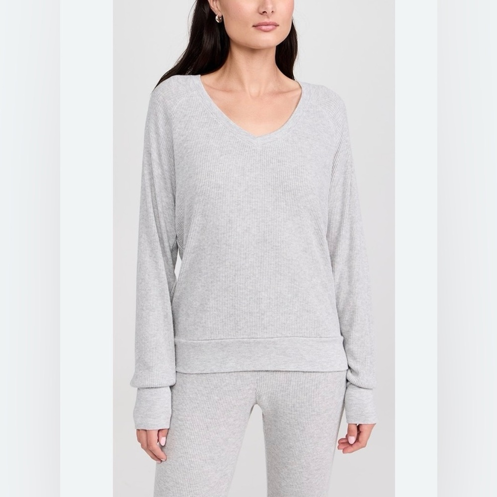 PJ Salvage Long Sleeve Ribbed Pajama Top